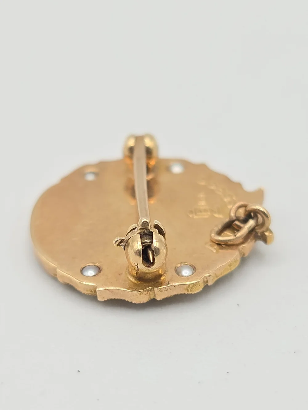 American Legion Auxiliary 10K Yellow Gold Seed Pearl Past President Pin 4g READ